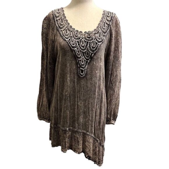 SOFT SURROUNDINGS Size PLARGE Nylon Lace Burn Out Asymmetrical Bottom Tunic - Picture 1 of 8